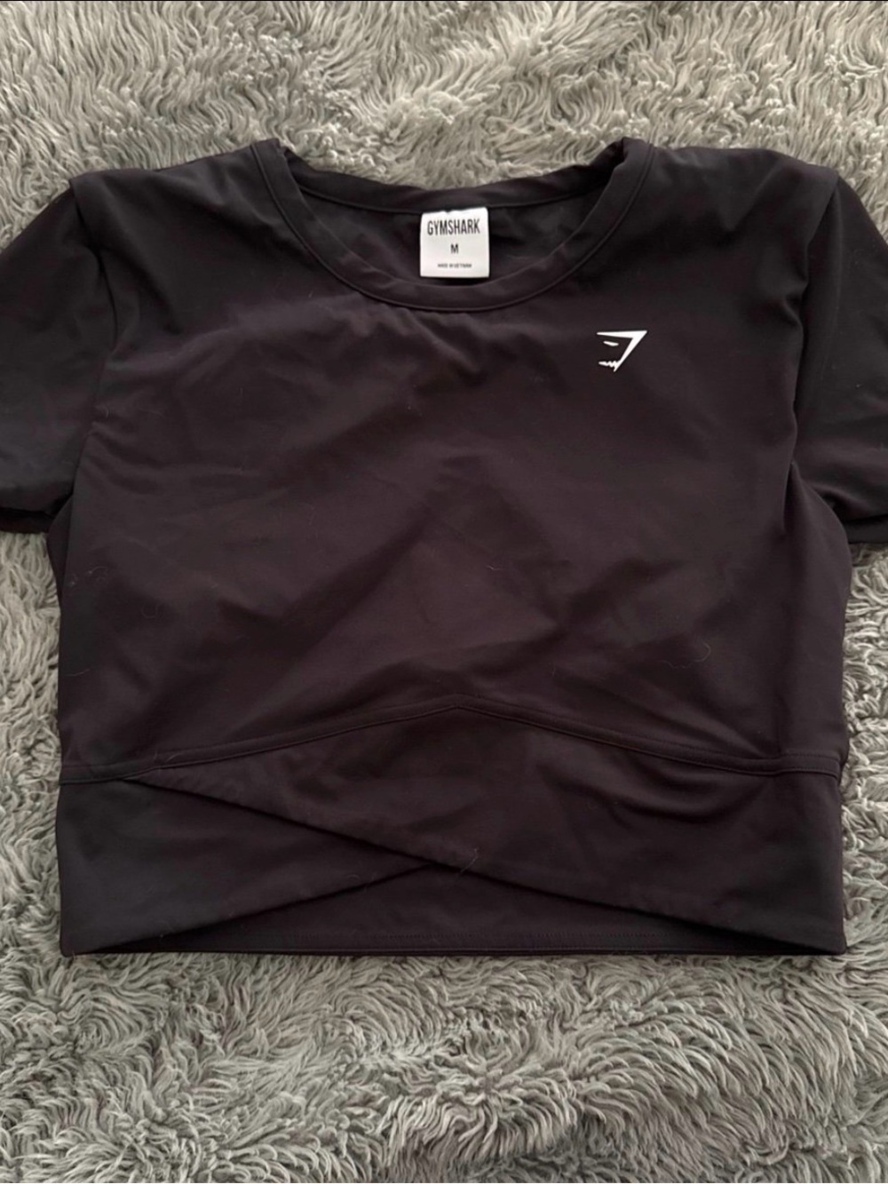 Gymshark Black Cropped Workout Top with Subtle Logo